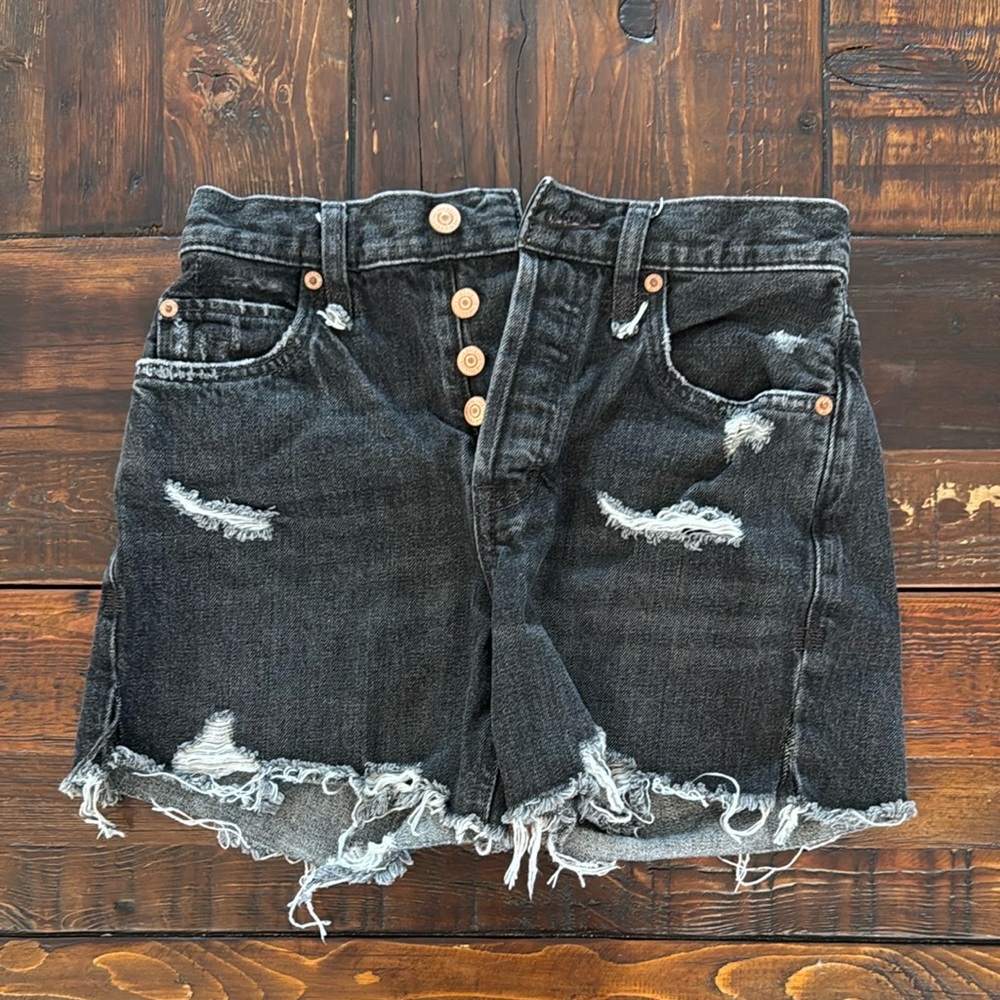 We The Free Black Distressed Jean Shorts. Size 24. EUC.